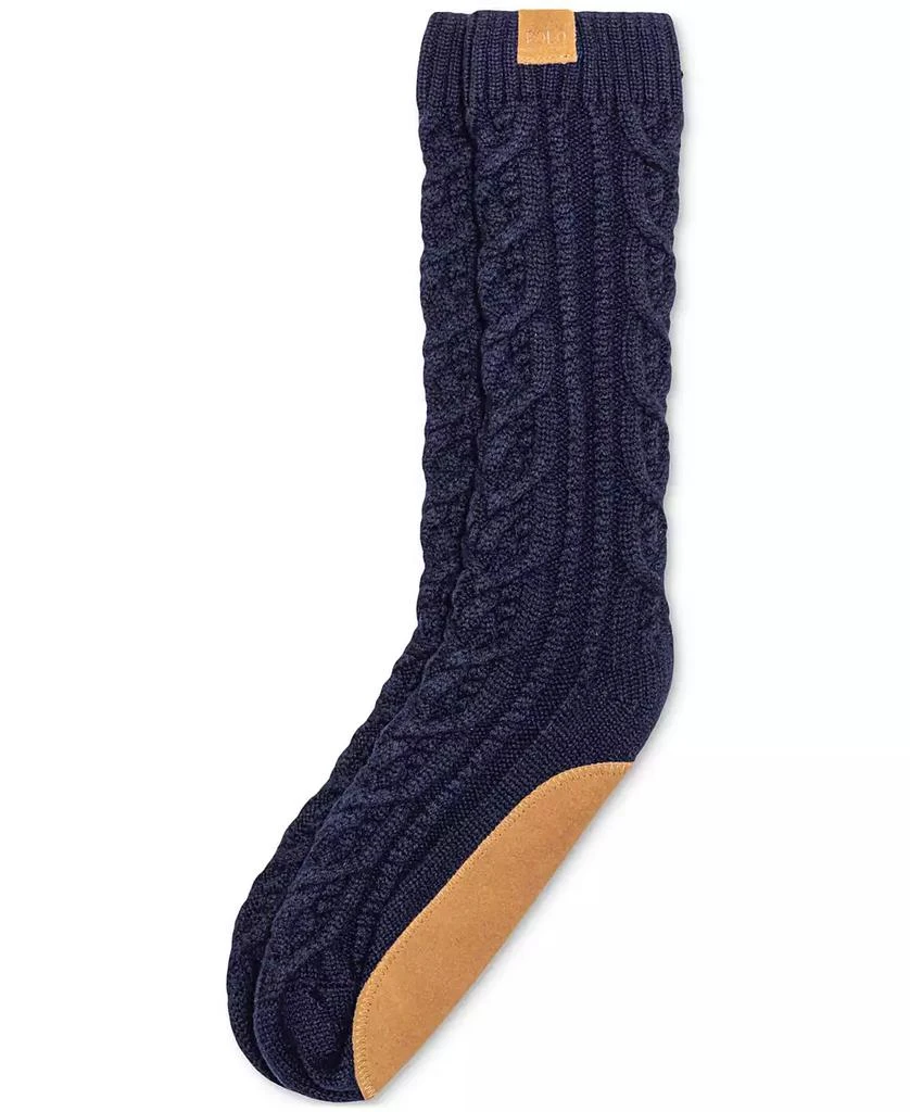 Ralph Lauren Men's Chunky Cable-Knit Suede-Bottom Socks 1