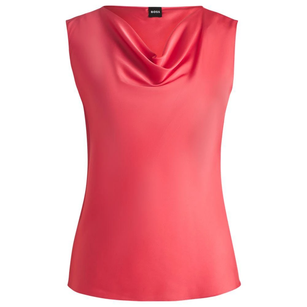 Hugo Boss Sleeveless cowl-neck blouse in stretch silk 1