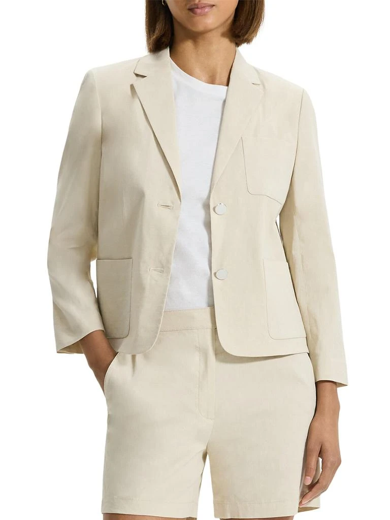Theory Shrunken Linen-Blend Blazer