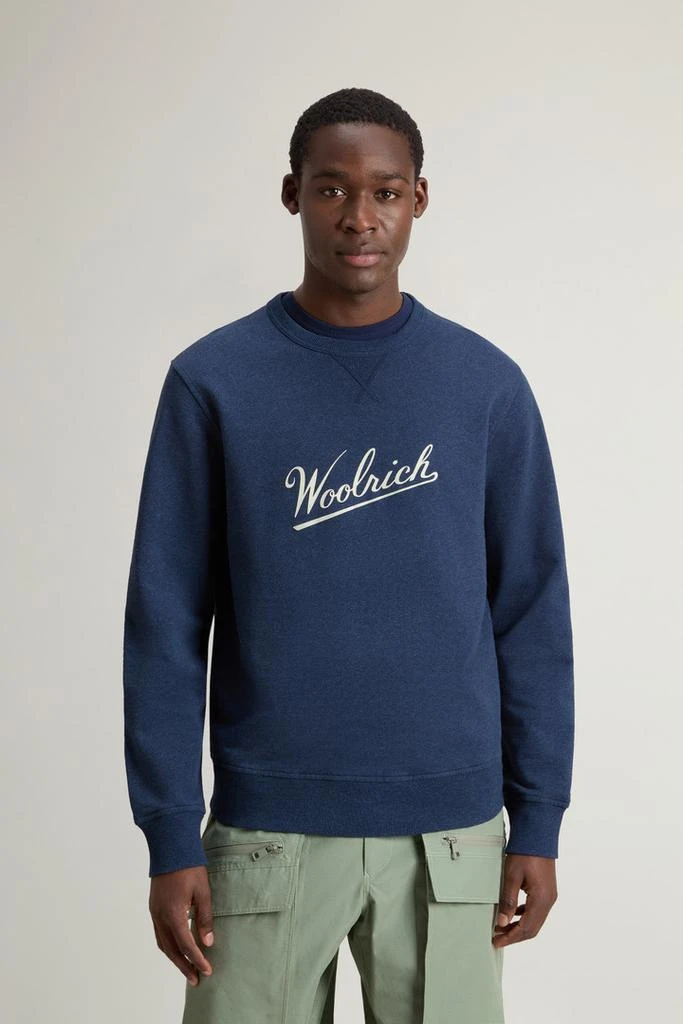 Woolrich Crewneck Sweatshirt in Pure Cotton Mouliné - Men - Gray 1