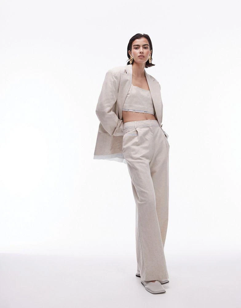 Topshop Topshop co-ord linen tailored bralet with exposed lining in ecru 2