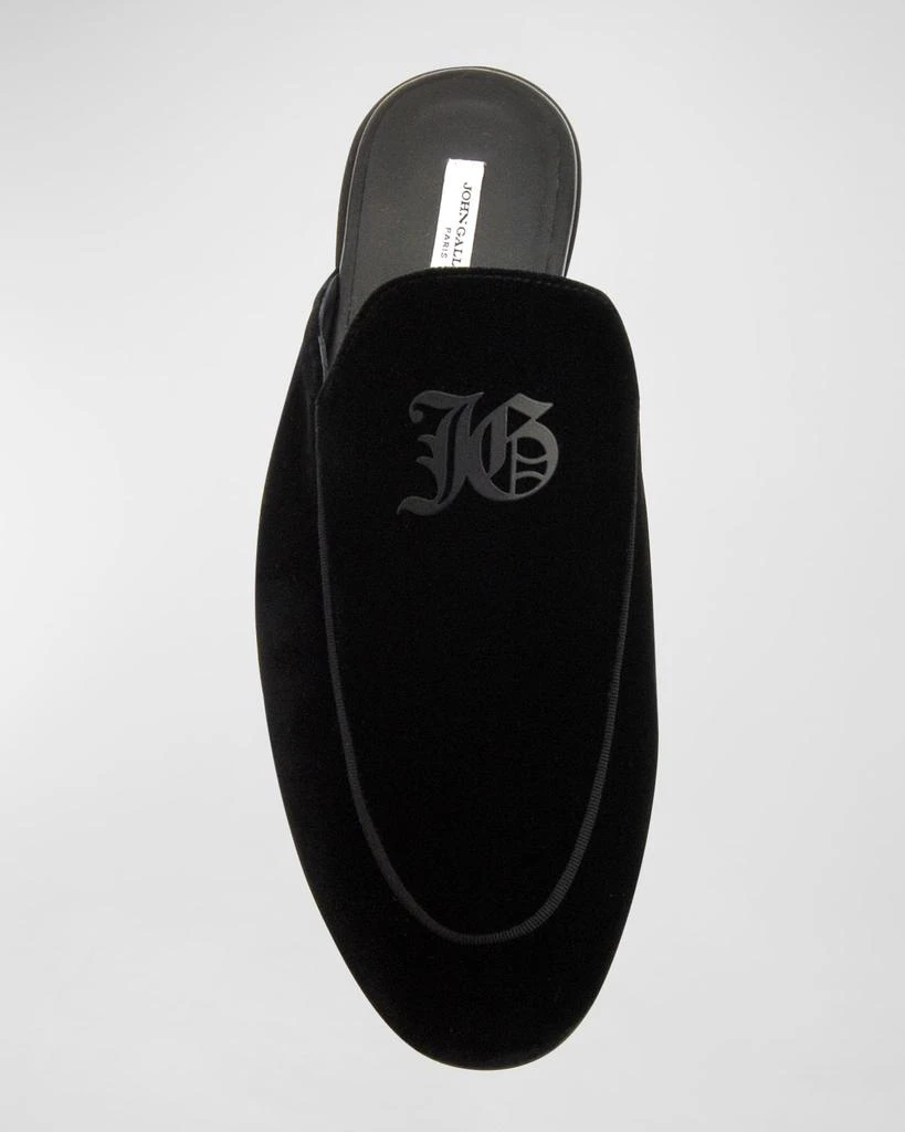 John Galliano Paris Men's Monogram Velvet Backless Loafers 4