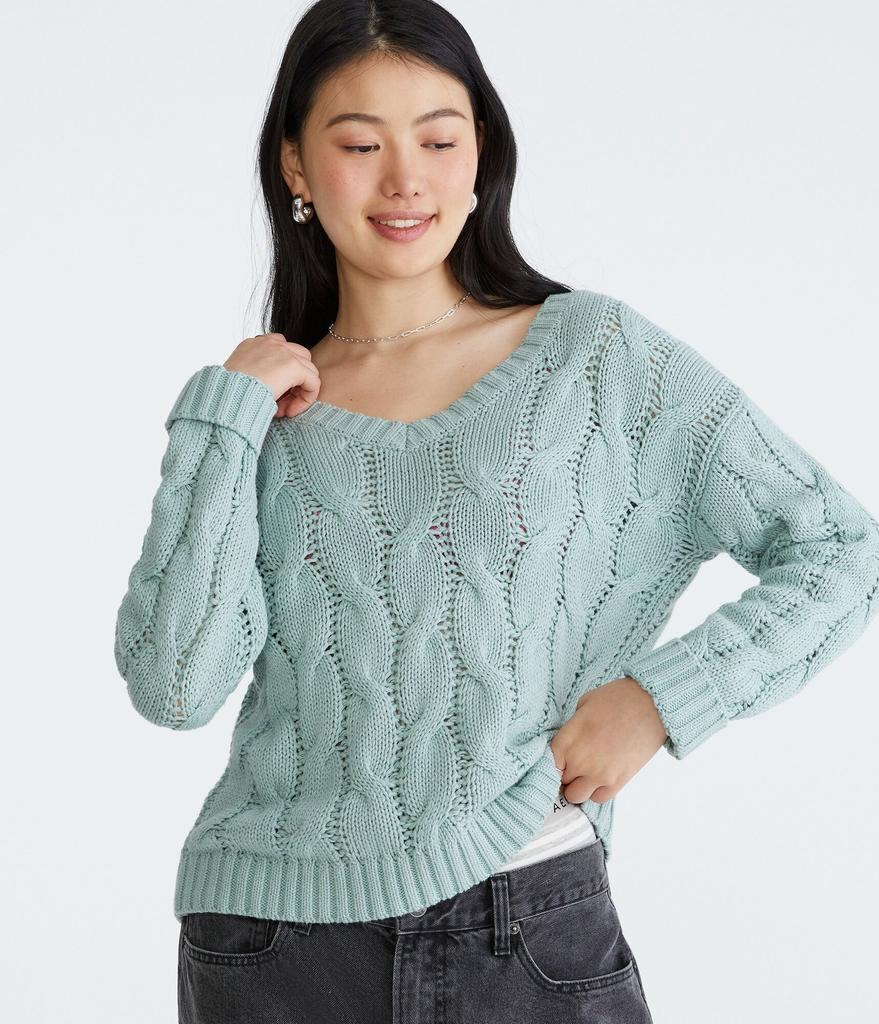 Aeropostale Wear 2 Ways Paris Oversized Cable Sweater