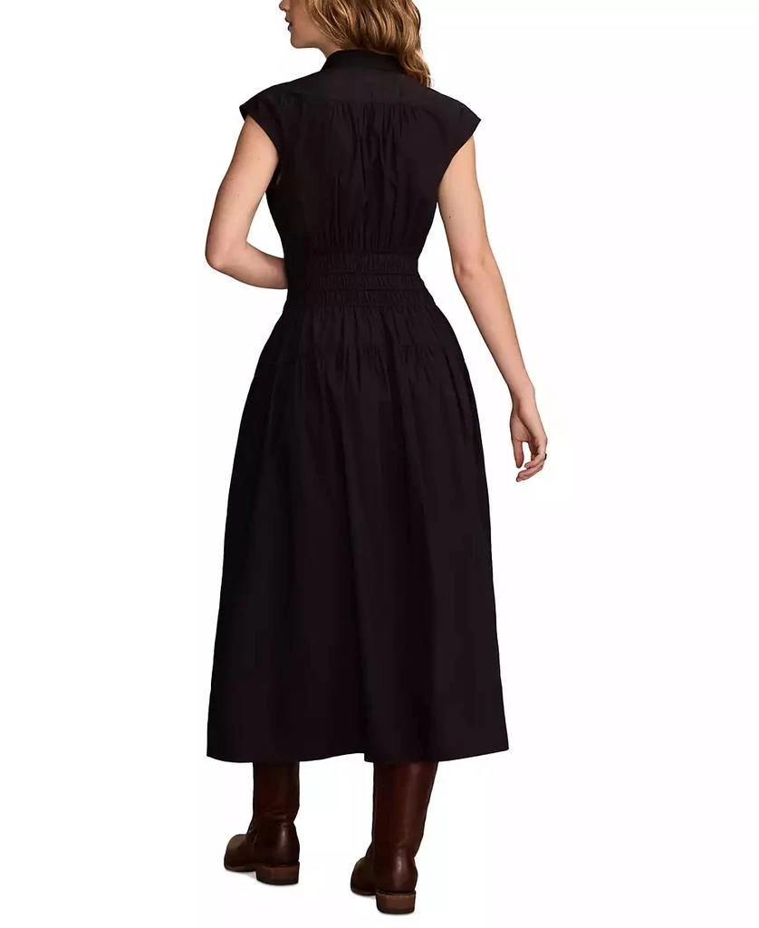 Lucky Brand Women's Solid Smocked Dropped-Waist Midi Dress 3