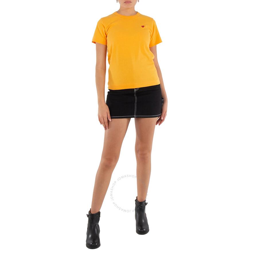 Comme Des Garcons Cdg Play Heart Emblem T-Shirt In Yellow