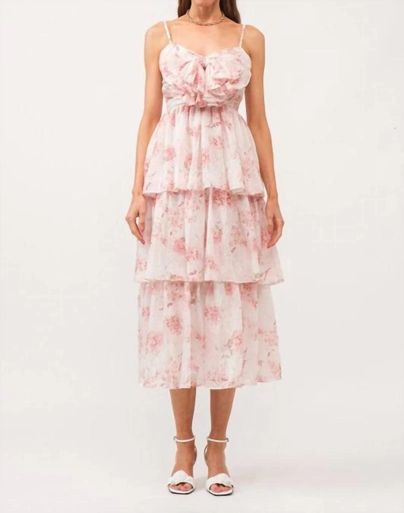 knee length dresses for ladies Emilia Eyelet V-Neck Tiered Midi Dress
