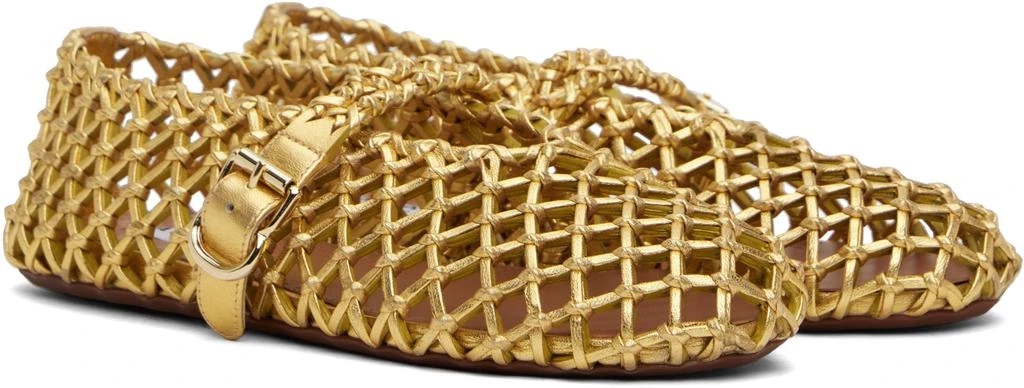 Alaïa Gold Braided Goatskin Ballerina Flats 4