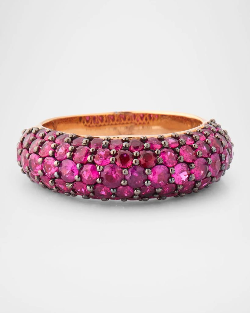Piranesi 18K Rose Gold Deep Pink Sapphire Dome Ring, Size 6 1
