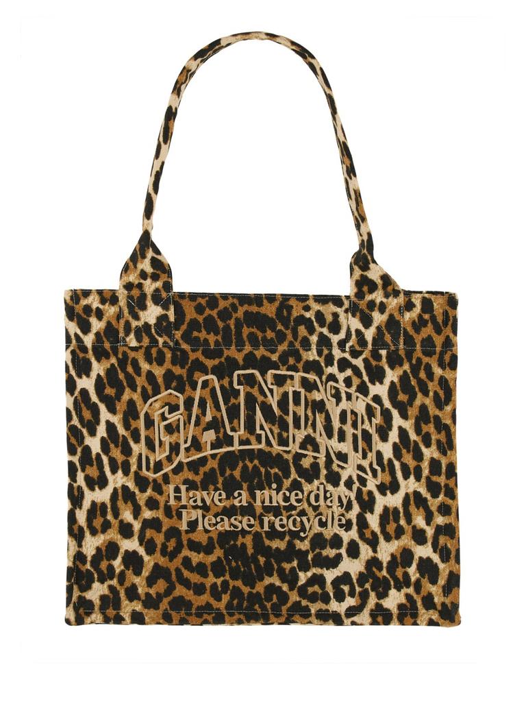 トートバッグ GANNI LARGE SHOPPER BAG WITH ANIMAL PATTERN Ganni TOTE BAG WITH ANIMAL PATTERN - Tote Bags - Compare