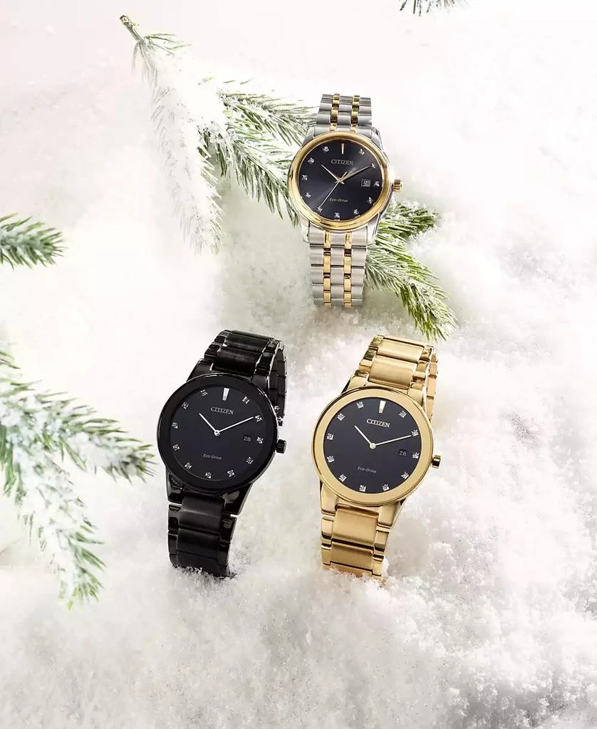 Citizen Men's Eco-Drive Axiom Diamond Accent Black Ion-Plated Stainless Steel Bracelet Watch 40mm AU1065-58G 4