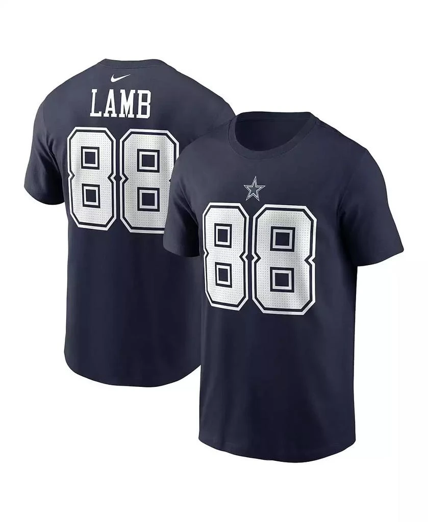 NIKE Men's CeeDee Lamb Navy Dallas Cowboys Player Name and Number T-shirt 1