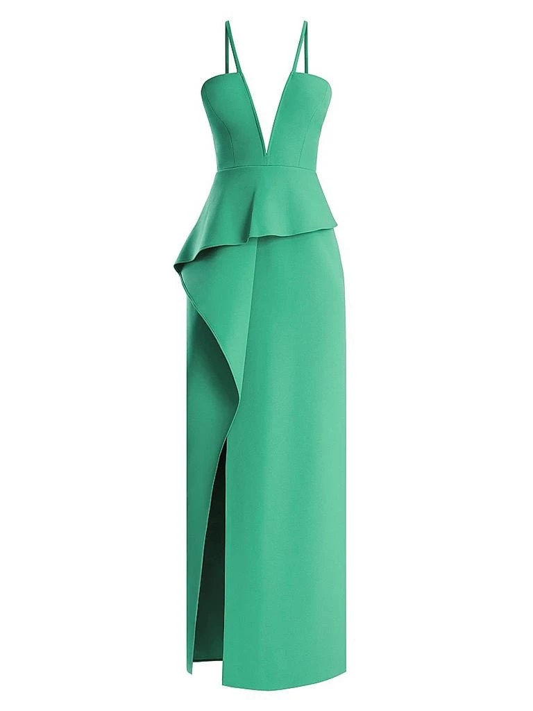 BCBG V-Neck Off-The-Shoulder Peplum Gown 1
