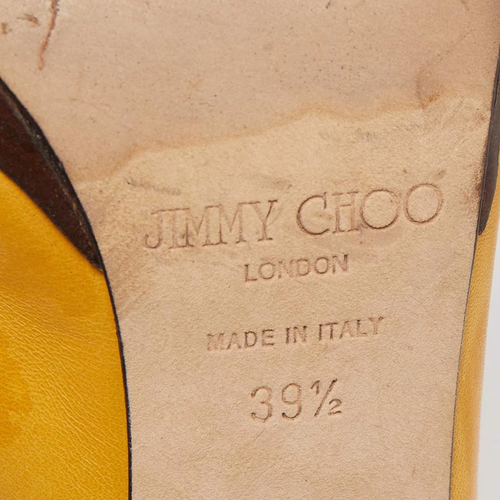 Jimmy Choo Jimmy Choo Yellow Leather Peep Toe Slingback Pumps Size 39.5 9