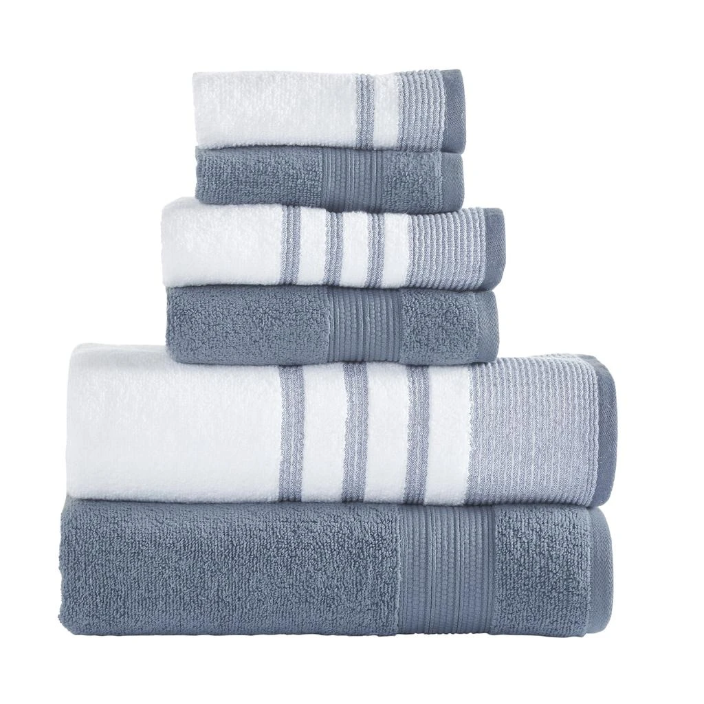 Modern Threads 6-Piece Quick Dry White/Contrast Towel Set Reinhart 8