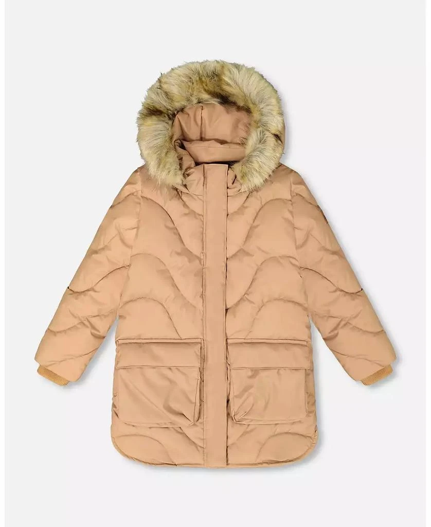 Deux par Deux Girl Long Wavy Quilt Puffy Winter Coat Chanterelle - Child 2