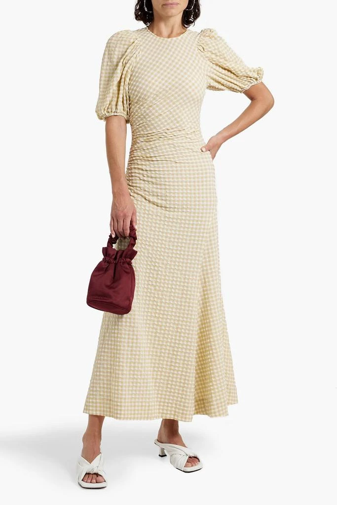 Ganni Ruched gingham seersucker maxi dress 2