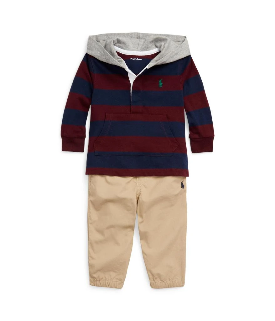 Ralph Lauren Cotton Hooded Rugby Shirt & Pants Set (Infant) 1