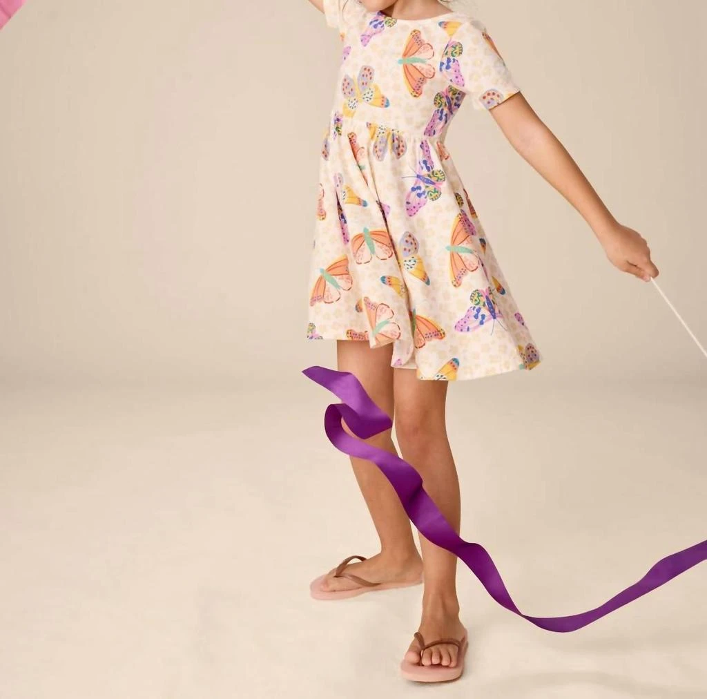 Tea Collection Twist Back Ballet Dress In Jaguar Spot Butterflies 3