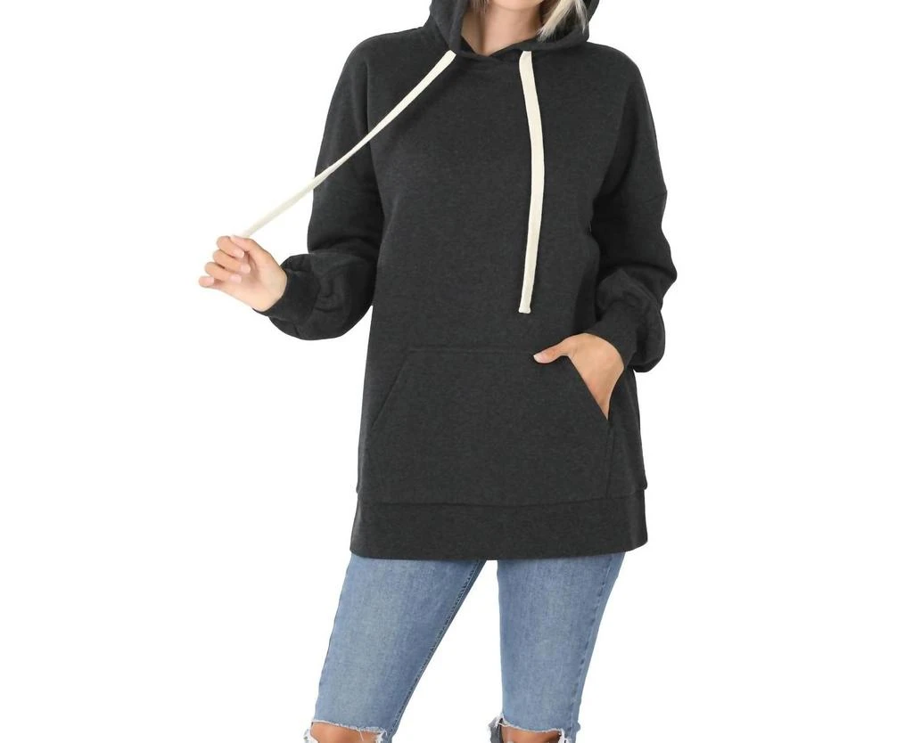 ZENANA In The Hood Hoodie In Charcoal 2