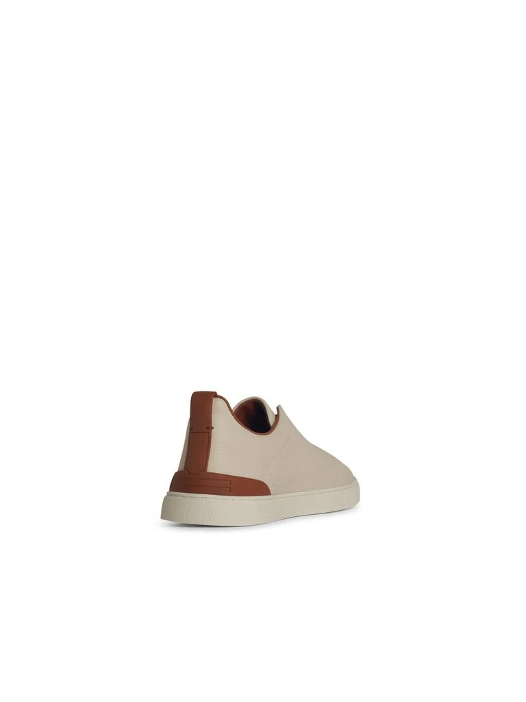 Zegna triple Cream Leather Sneakers 3