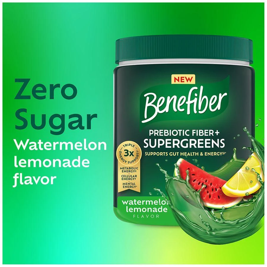 Benefiber Prebiotic Fiber + Supergreens Dietary Supplement Watermelon Lemonade 7