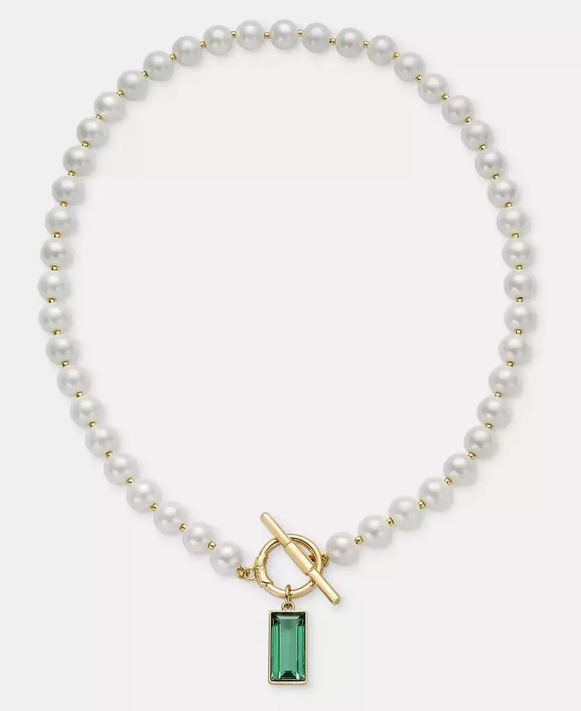 Ralph Lauren Baguette Stone & Imitation Pearl 16" Pendant Necklace