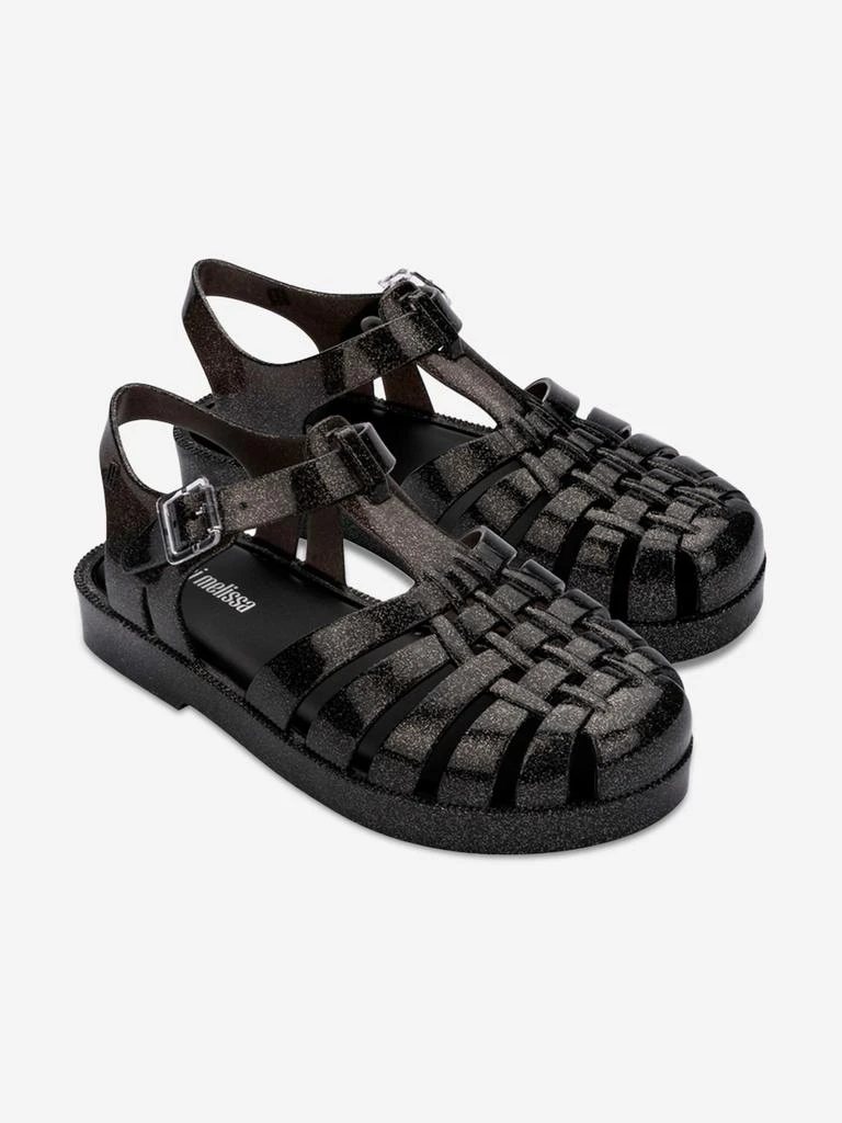 Mini Melissa Mini Melissa Girls Possession Shiny Sandals in Black 2