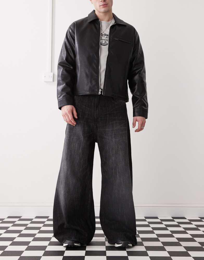 Cheap Monday Cheap Monday Rad super wide leg skater jeans in black streaky wash
