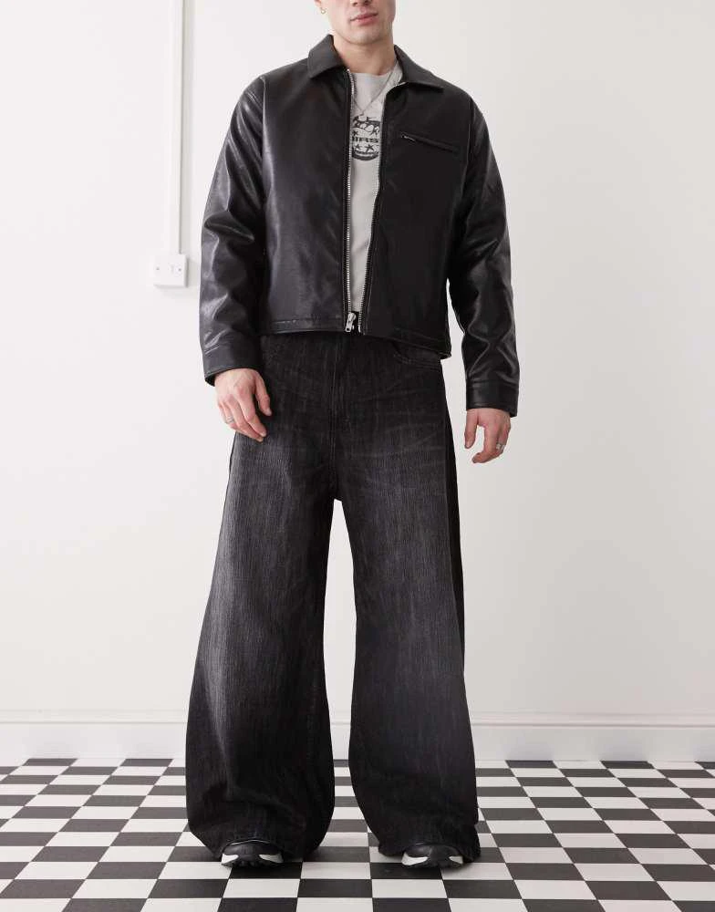 Cheap Monday Cheap Monday Rad super wide leg skater jeans in black streaky wash 1