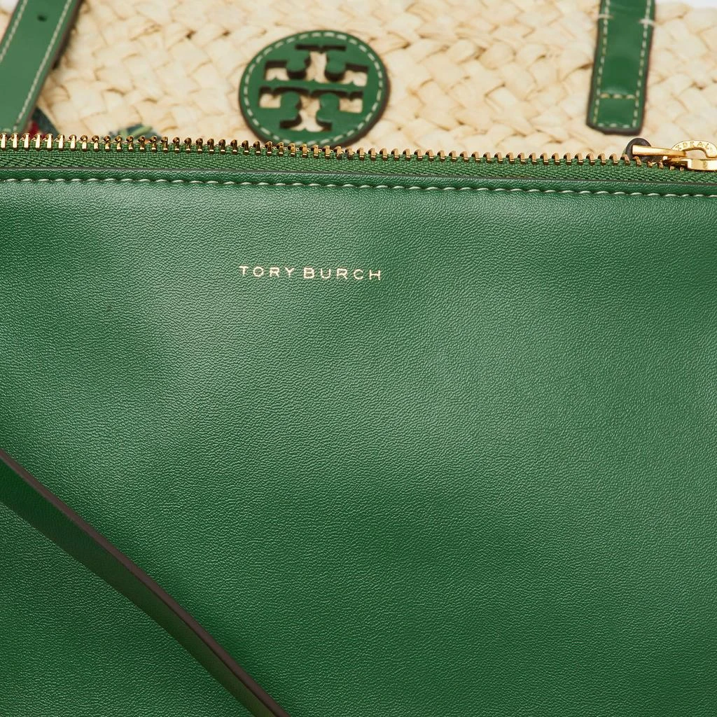 Tory Burch Tory Burch Beige/Green Woven Straw and Leather Embroidered Fruit Emerson Tote 8