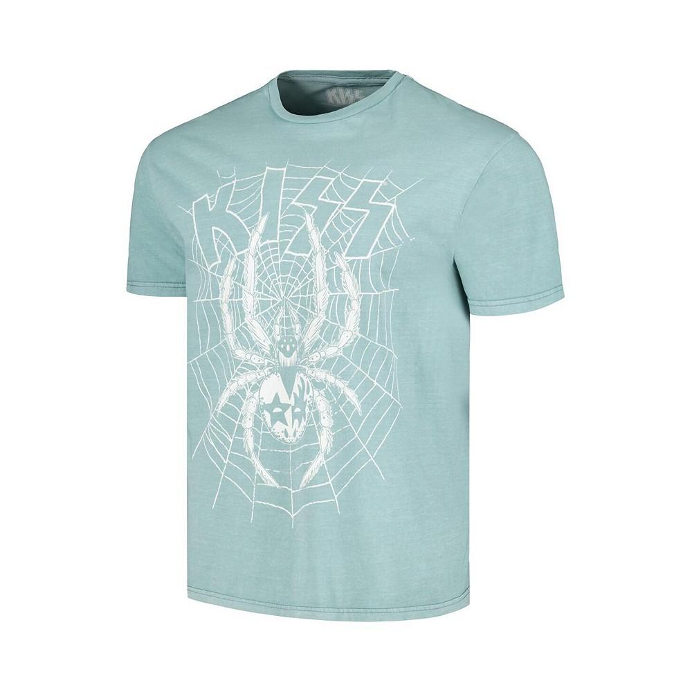 Philcos Men's Light Blue Distressed KISS Spider Washed Graphic T-shirt