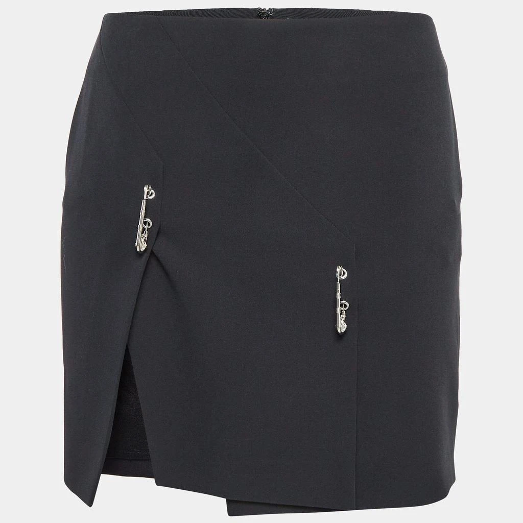 Versus Versace Versus Versace Black Crepe Logo Safety Pin Mini Skirt S 1