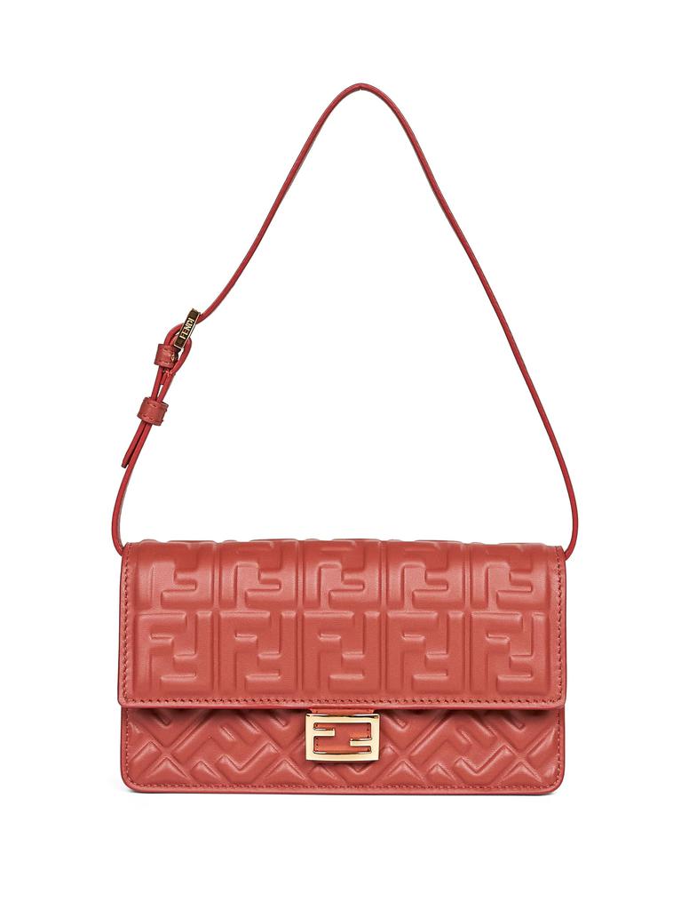 Shop Fendi Logo Embossed Shoulder Bag on Sale at BeyondStyle