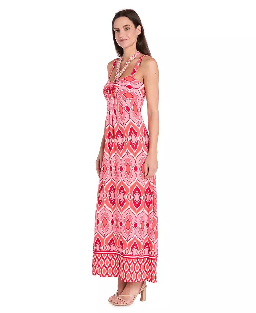 R & M Richards Women's Border-Print Sleeveless Maxi Dress