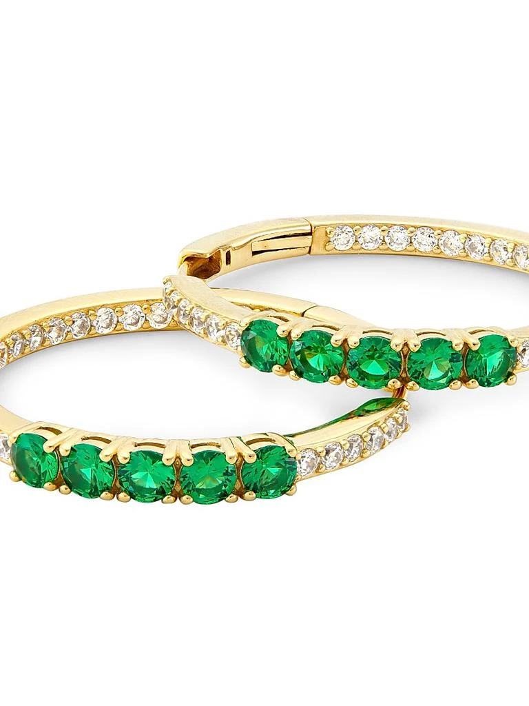 Adriana Orsini Loveall 18K-Gold-Plated, Cubic Zirconia, 
Faux Emerald Medium Hoop Earrings 4