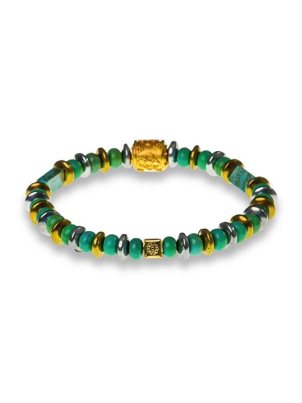 Jean Claude Dell Arte 24KGoldplated Sterling Silver, Turquoise & Hematite Beaded Bracelet 3