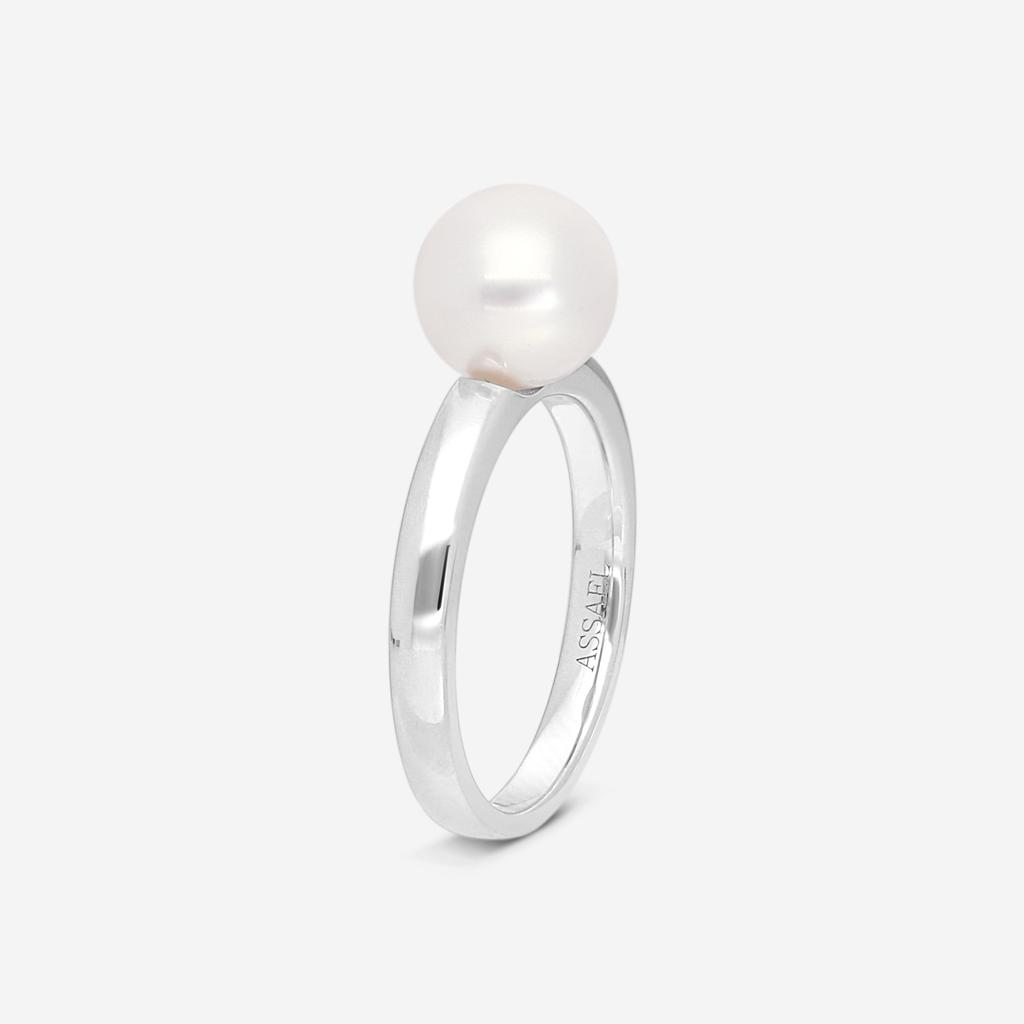 Assael Assael 18K White Gold Single Akoya Cultured Pearl Ring Sz. 6.75 R4104