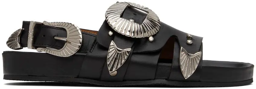 Toga Pulla SSENSE Exclusive Black Leather Sandals