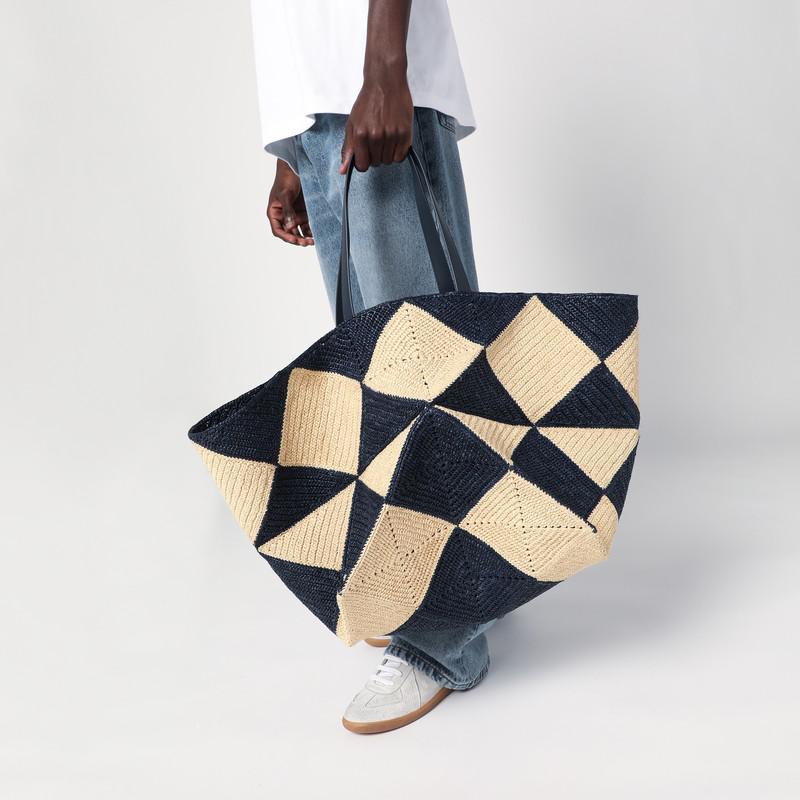 Loewe Puzzle Fold Tote XXL natural/navy raffia bag
