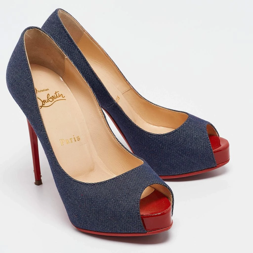 Christian Louboutin Christian Louboutin Navy Blue Denim Very Prive Peep Toe Pumps Size 35.5 4