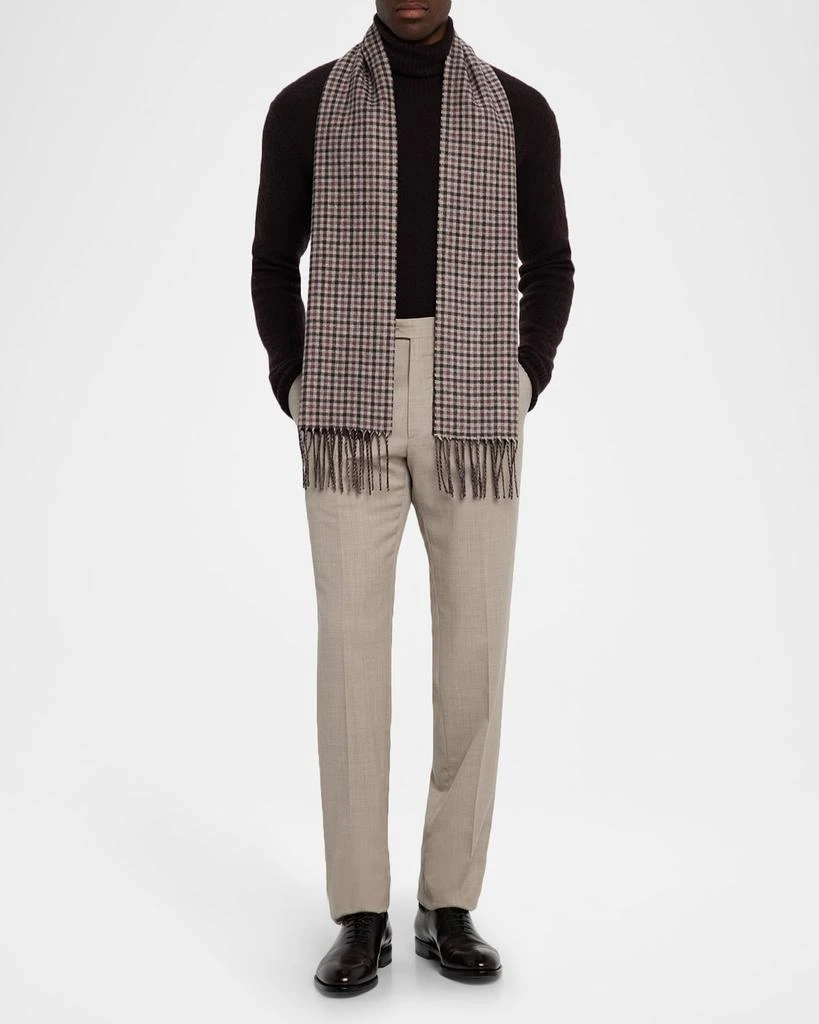 PIACENZA 1733 Men
s Iperico Windowpane to Gingham Silk and Cashmere Scarf 2
