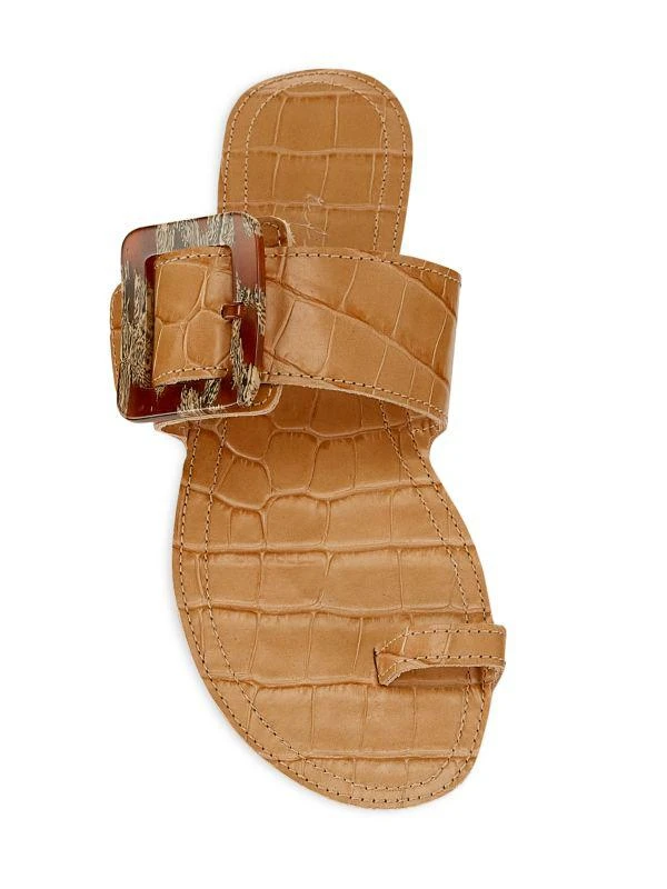 Definery The Loop Ring Croc-Embossed Leather Sandals 5