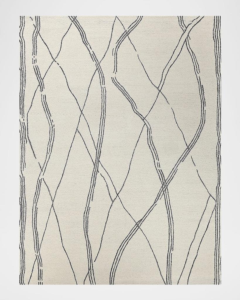 Exquisite Rugs Tangiers Hand-Tufted Ivory/Black Rug, 6' x 9'