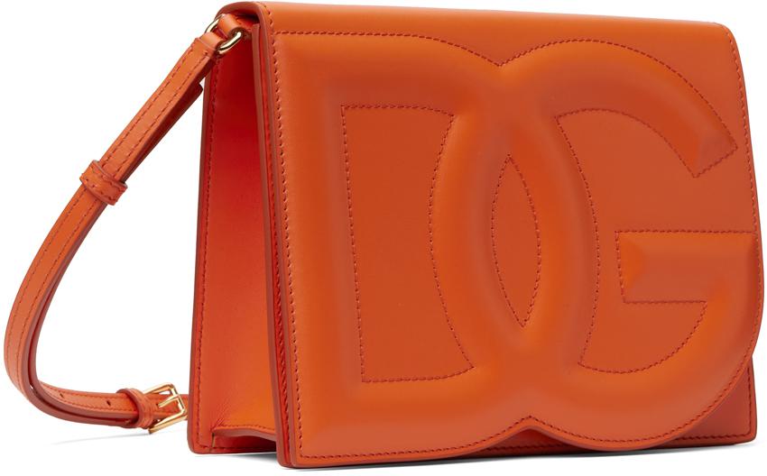 Dolce&Gabbana Orange Calfskin 'DG' Logo Crossbody Bag