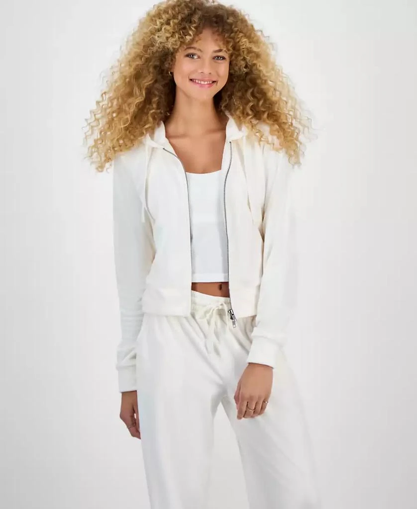 Hippie Rose Juniors
 Ribbed Velour Zip-Up Hoodie 4