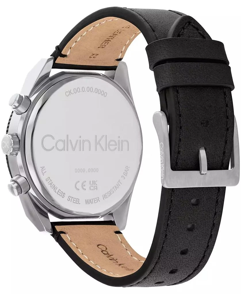 Calvin Klein Men's Multifunction Black Leather Strap Watch 44mm 3