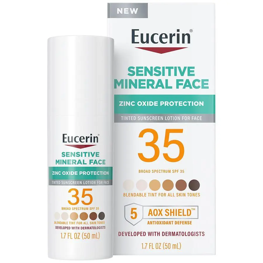 Eucerin SPF 35 Tinted Sensitive Mineral Face Lotion Unscented