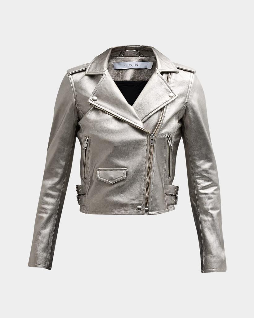 Iro Asheville Cropped Metallic Leather Jacket