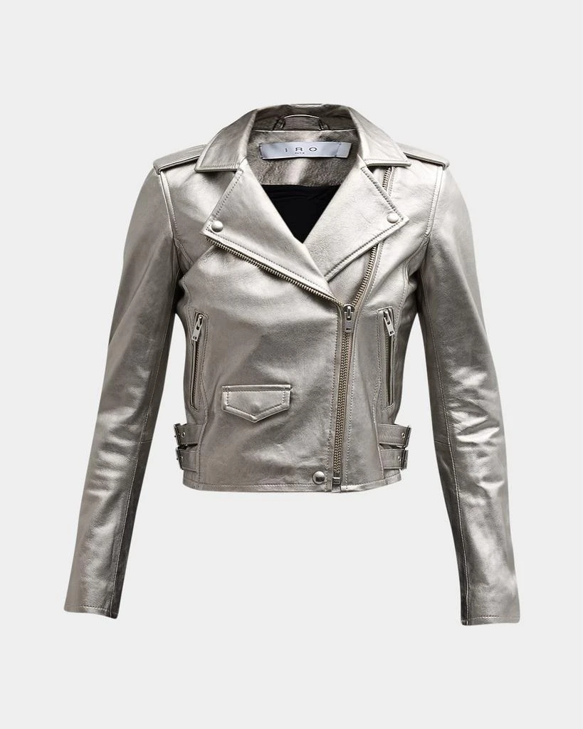 Iro Asheville Cropped Metallic Leather Jacket 1