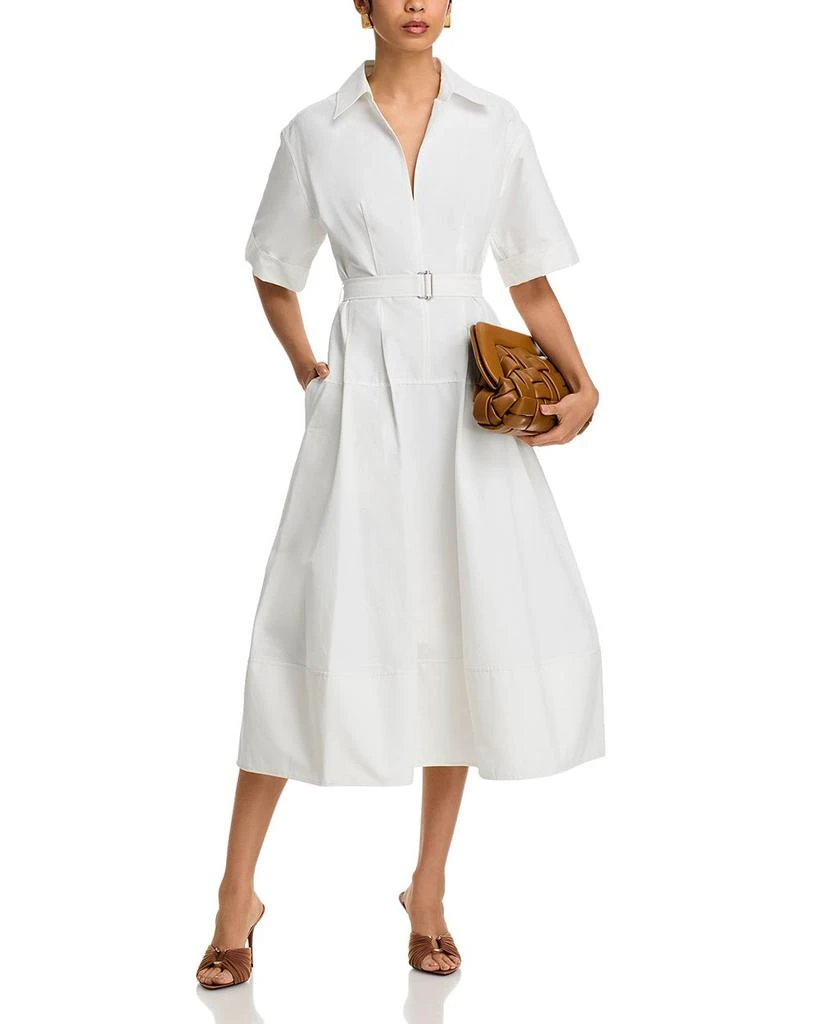 SIMKHAI Deanna Short Sleeve Belted Poplin Midi Dress 3